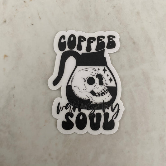 Vinyl Sticker - Coffee - Coffee Warms My Soul
