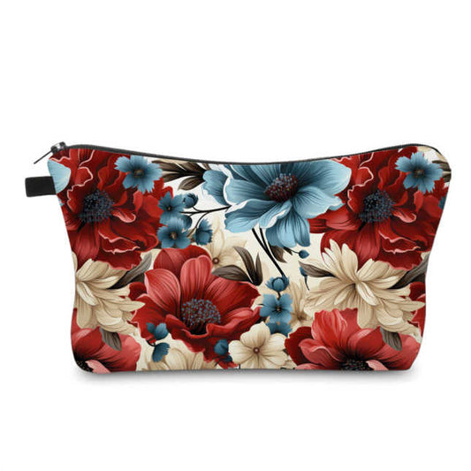 Pouch - Americana - Large Red White Blue Floral - PREORDER 5/15-5/18