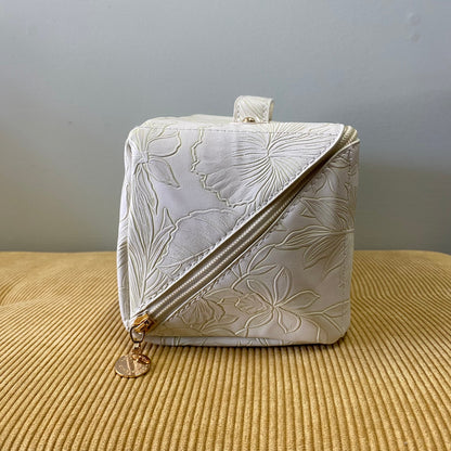 Oversized Lay Flat Cosmetic Bag - Embossed Floral